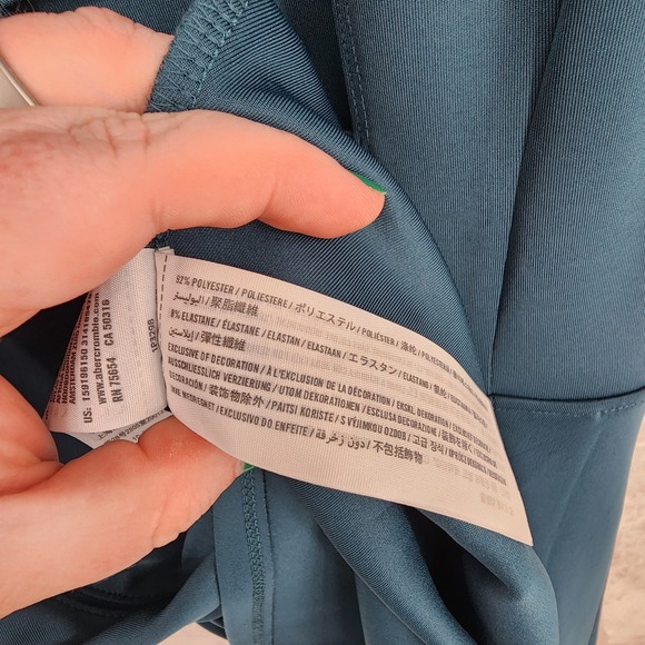 Abercrombie & Fitch Teal Green Fit & Flare Scuba Mini Dress Size XS Cutout Back - Picture 6 of 9